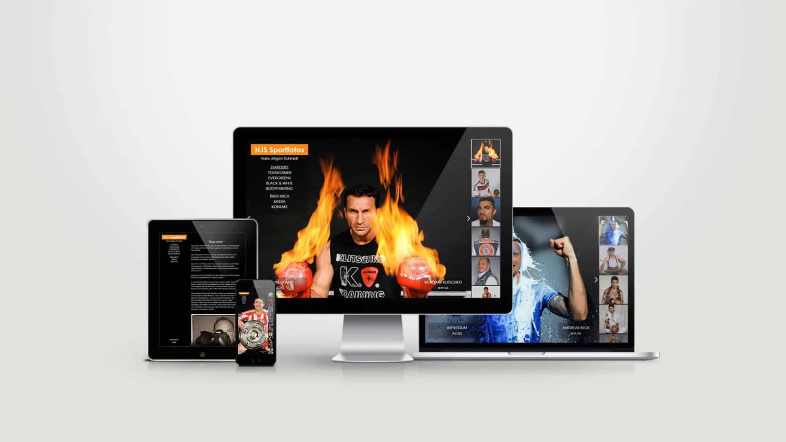 HJS Sportfotos website on various devices