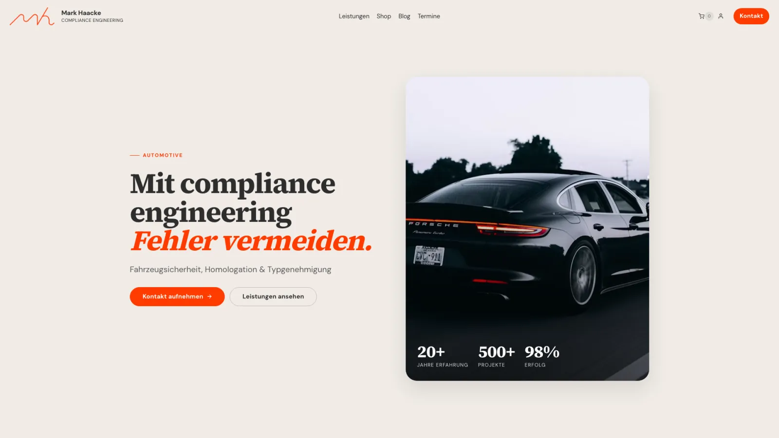 Automotive industry page with its own intro, key figures and matching services