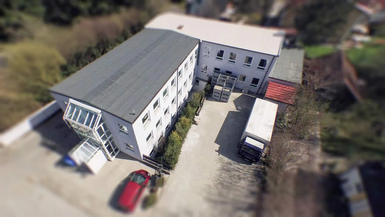 Aerial view of the company building of Silhouette model railway accessories