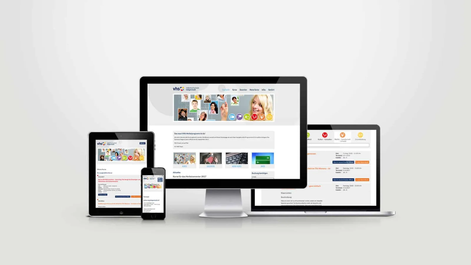 VHS Seligenstadt website on various devices